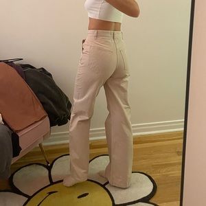 beige high waisted wide leg carpenter pant - size 2